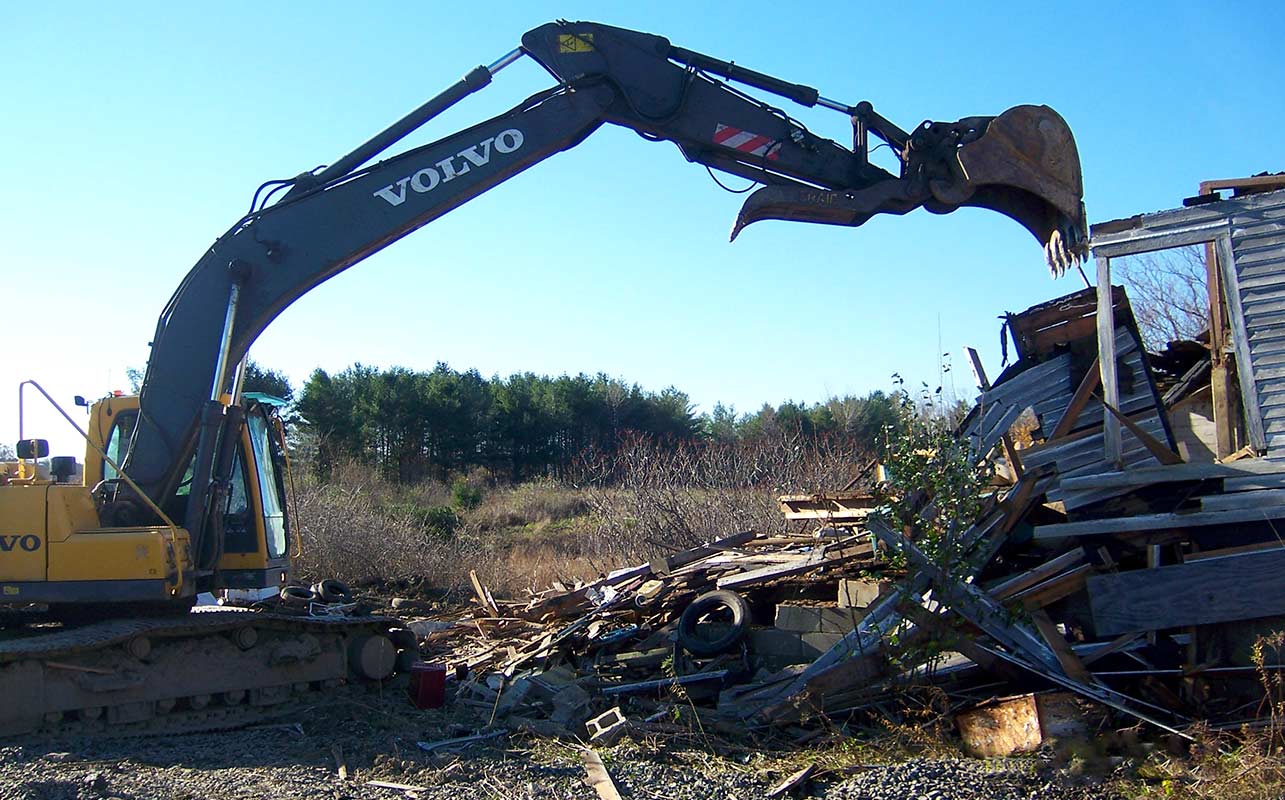 Demolition & clearing of old building in midcoast Maine. George C. Hall & Sons